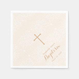 Taufe Blush Pink Delikate Blumenspitze Serviette