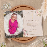 Taufe Blush Pink Gold Pampas Grass Foto Dankeskarte<br><div class="desc">Eine elegante,  rosa Pampasgras blühende Foto Taufe oder Taufen Dankeschön Karte. Personalisieren Sie mit Ihrem besonderen Foto und bedanken Sie sich bei der Nachricht Set in schicken goldenen Buchstaben. Entwickelt von Thisisnotme©</div>