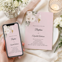 Taufe Blush Rosa Weiße Blüten Mädchen