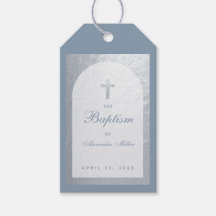 Taufe Boy Dusty Blue Imitats Silver Arch Script