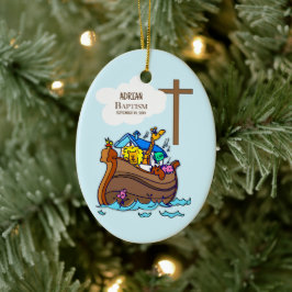 Taufe Boy Noah's Ark, Niedliche Tiere Personalisie Keramik Ornament