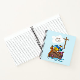 Taufe Boy Noah's Ark, Niedliche Tiere Personalisie Notizbuch