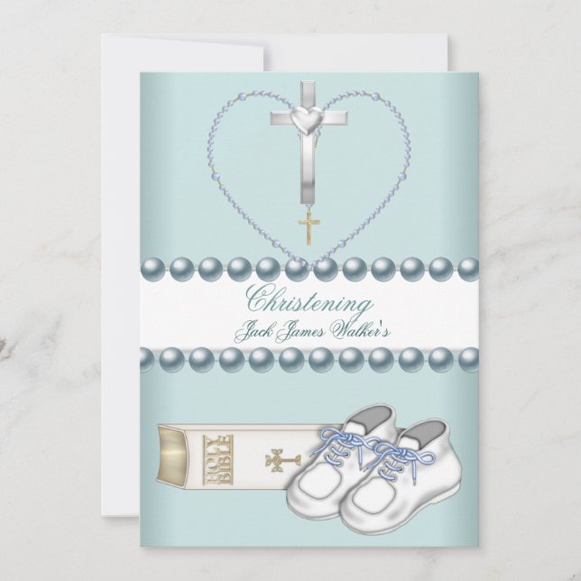 Taufe Christening Boy Pink White Blue (Vorderseite)