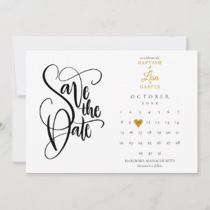 Taufe Christening Calendar Gold Herz Save The Date