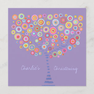 Taufe Christening Circle Tree Retro Einladung
