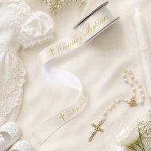 Taufe Christening Elfenbein Gold Kreuz & Kalligraf