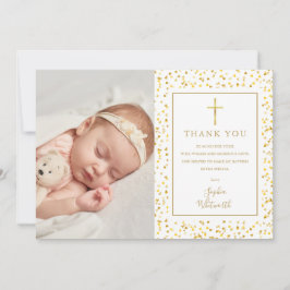 Taufe Christening Gold Hearts Confetti Foto Dankeskarte