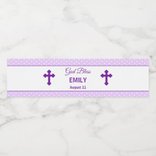 Taufe Christening Lila Flasche Lila Polka Dot Wasserflaschenetikett