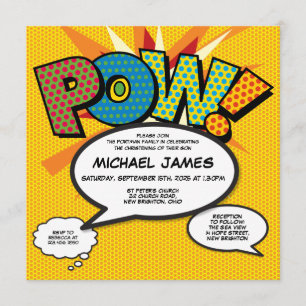 Taufe Christening Moderne Comic-Book-Pop-Art  Einladung