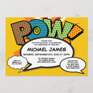 Taufe Christening Modernes Comic Geschlecht neutra Einladung