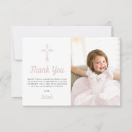 Taufe Christening Religious Pink Girl Foto Dankeskarte