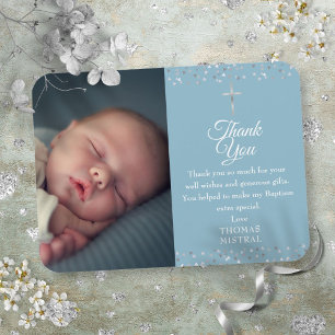 Taufe Christening Silver Hearts Foto Vielen Dank Magnet