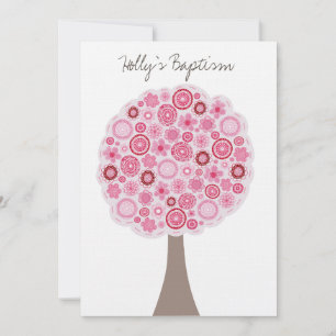 Taufe Christening White Pink Cherry Blossom Tree Einladung