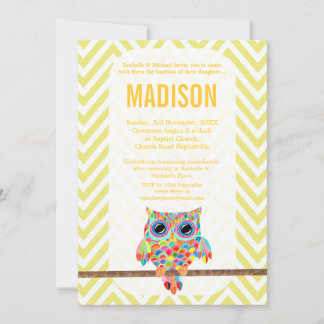 Taufe Christening Zickzack Rainbow Owl Einladung