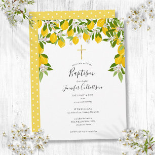 Taufe Christening Zitronen Floral Elegant Modern Einladung
