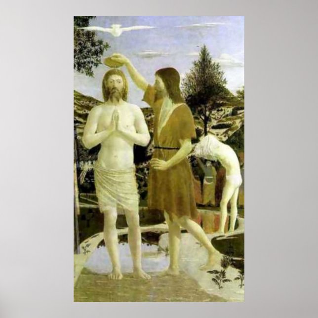Taufe Christi von Piero della Francesca (1449) Poster (Vorne)