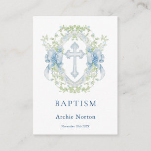 Taufe Cross Wappen Greenery Baby Boy Begleitkarte