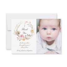 Taufe danke beige-rosa Blume