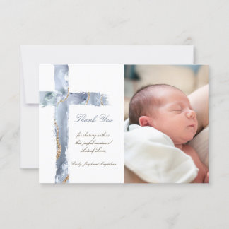 Taufe danke du blau agate cross einladung