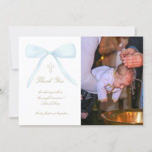 Taufe danke Foto blauer Bogen Einladung