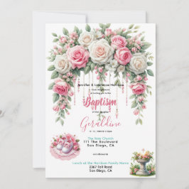 Taufe der Mädchen Rosa Einladung