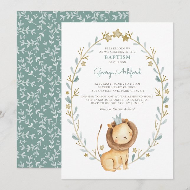 Taufe des Baby Boy Baptisc Einladung (Vorne/Hinten)