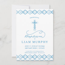 Taufe des Jungen, weihende Einladung - Blaues Kreu