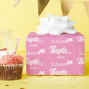 Taufe eines rosa Mädchens Geschenkpapier