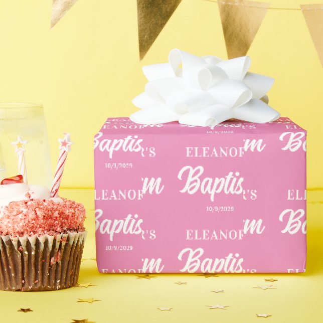 Taufe eines rosa Mädchens Geschenkpapier (Geburtstagsparty)