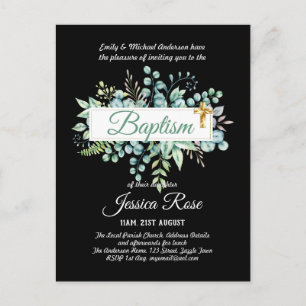 Taufe Einladung Eukalyptus Grünes HAUSHALT Postkarte