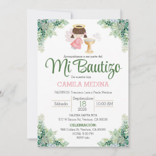 Taufe Einladung Spanische Girl Greenery