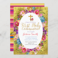 Taufe-Einladungs-mexikanisches Fiesta-Gold