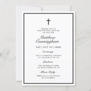 Taufe Eleganter moderner QR-Code Einladung