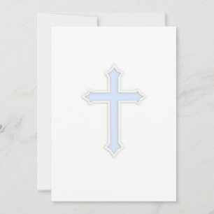 Taufe "Embossed Cross Blue" Einladung