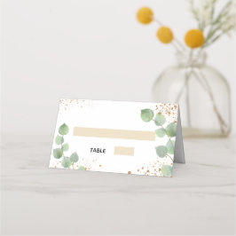 Taufe Eukalyptus Goldstaub Glitzer Platzkarte