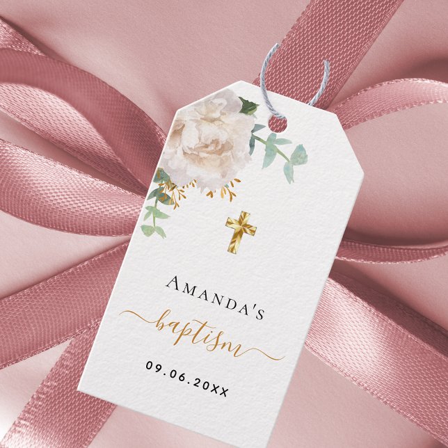 Taufe Eukalyptus Grünpflanzen Weiße Blüte Geschenkanhänger (Von Creator hochgeladen)