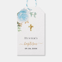 Taufe Eukalyptus hellblauer Blütenjunge Geschenkanhänger