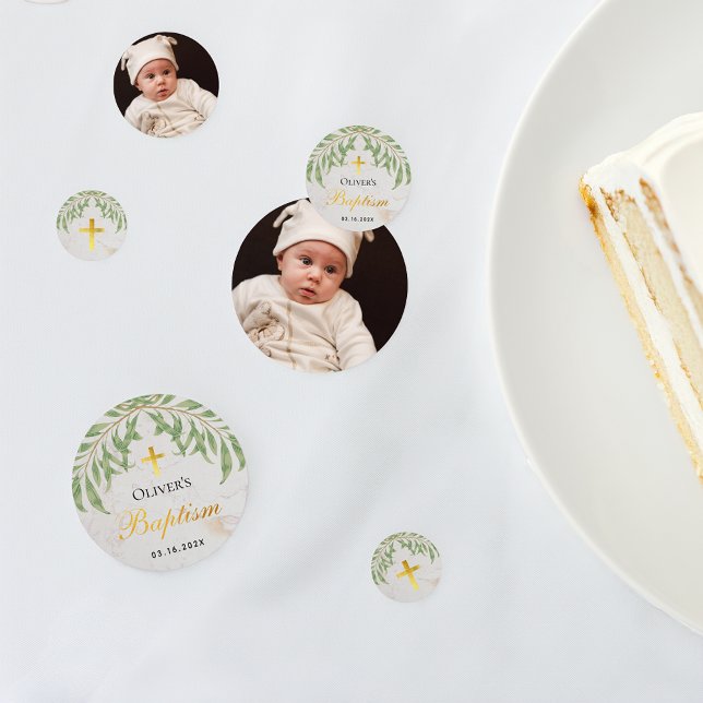 Taufe Foliage Marmor Imitats Gold Foil Green Blätt Konfetti (Von Creator hochgeladen)