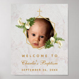 Taufe Foto Calla Lilies Gold Cross Begrüßungszeich Poster