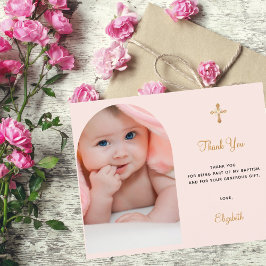 Taufe Foto rot Rose Dank Karte