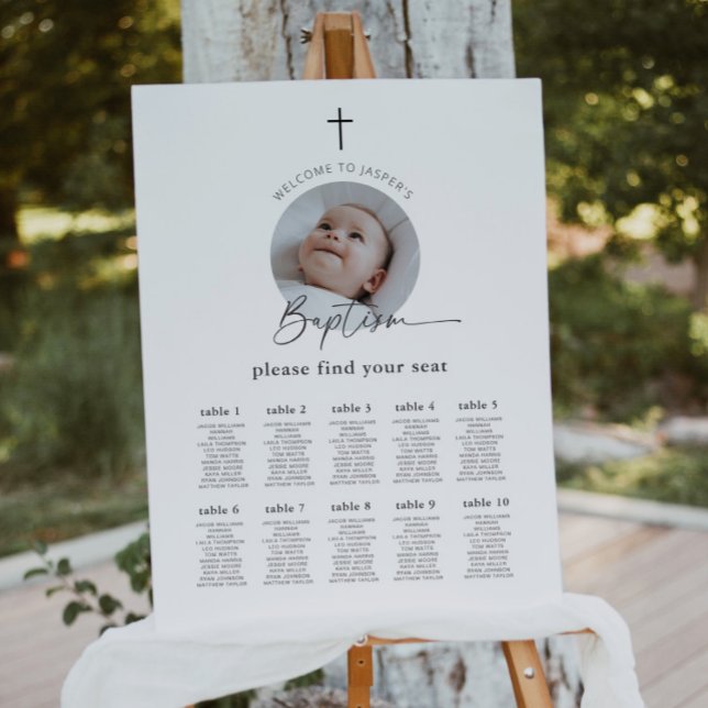 Taufe-Foto-Sitzkarte Poster (Zazzle Baptism Photo Seating Chart)