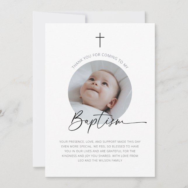 Taufe Foto Vielen Dank Dankeskarte (Vorderseite)