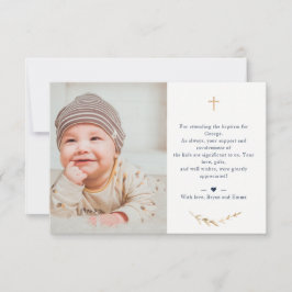 Taufe Foto Vielen Dank Navy Blue Card Einladung