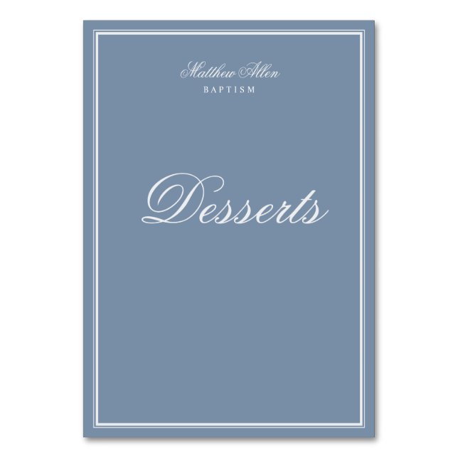 Taufe für ihn | Elegantes Classic Cross Tischnummer (Vorderseite)