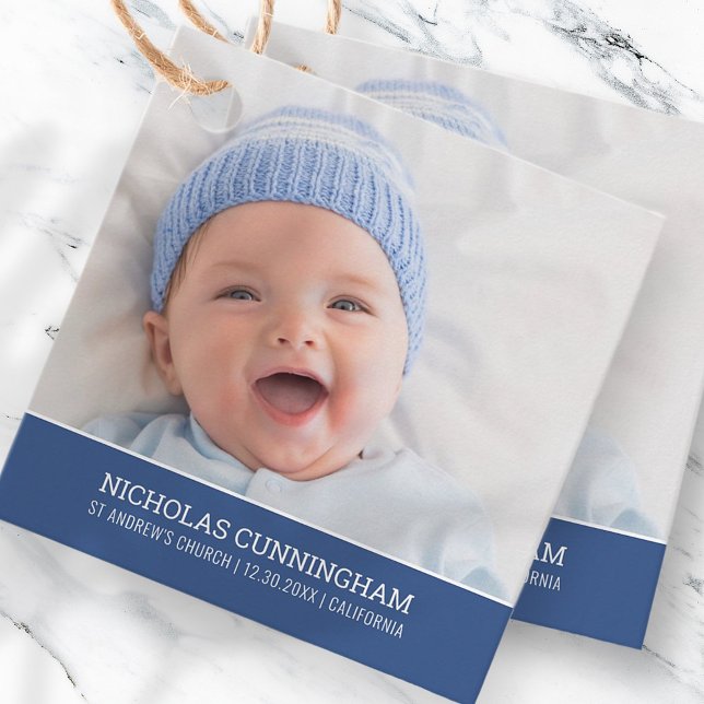 Taufe für ihn | Modernes einfaches Baby-Foto Geschenkanhänger (Von Creator hochgeladen)