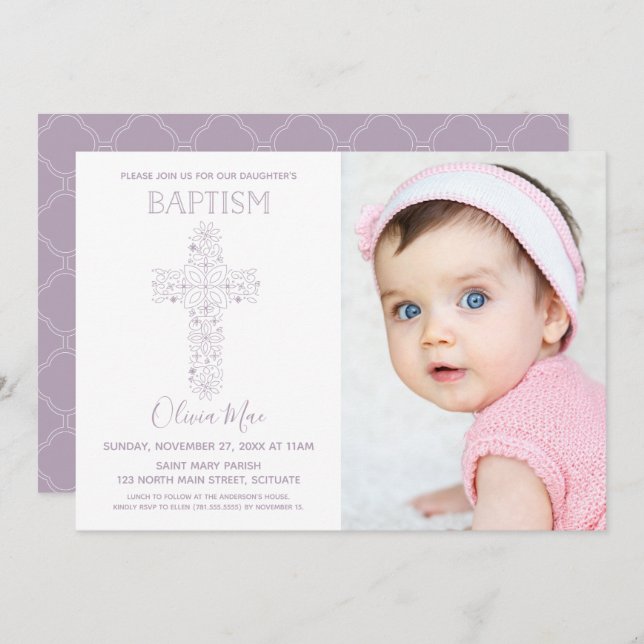 Taufe für Mädchen, die Einladung zum Foto beweihen (Vorne/Hinten)