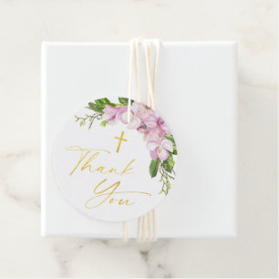 Taufe für Mädchen Rosa Blume und Groß Danke Geschenkanhänger