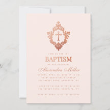 Taufe für Mädchen Rosa Rosa Rose Goldkreuz in Wapp