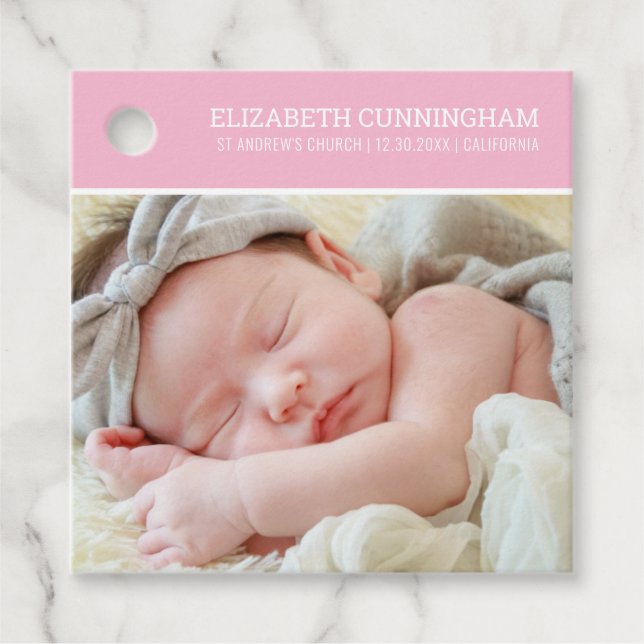 Taufe für sie | Modernes, benutzerdefiniertes Foto Geschenkanhänger (Vorderseite)