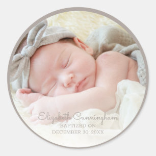 Taufe für sie   Simple Baby Girl Foto Runder Aufkleber